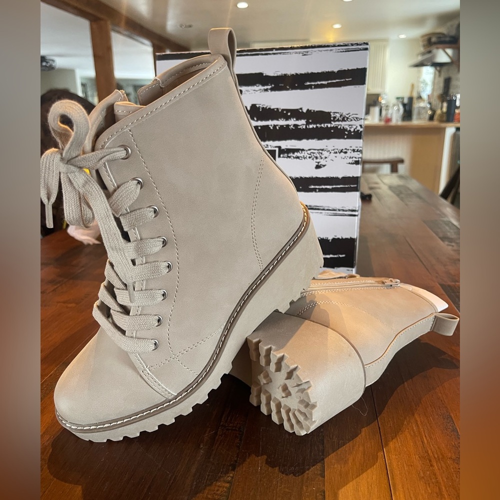 Dolce Vita Cream Lace Up Boots
